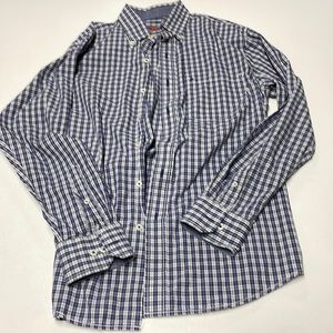 Izod Button Down Shirt (Blue/White/Green) (Medium)